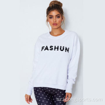 Пользовательский логотип Women Crewneck Blank Sport Crewneck Whotshirt